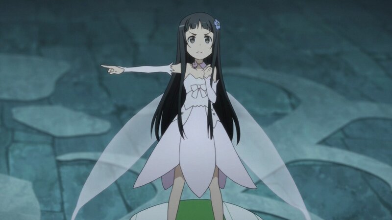 Anime Girl in White Dress — Dramatic, Flower