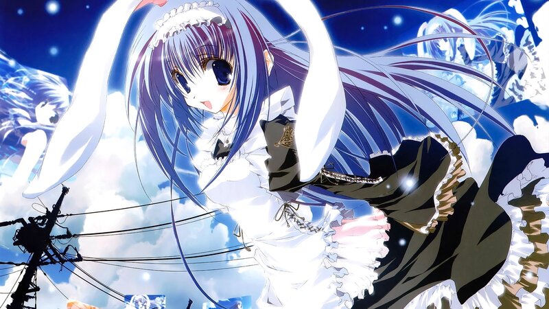 Anime Girl in White Dress — Dramatic, Night, Clouds