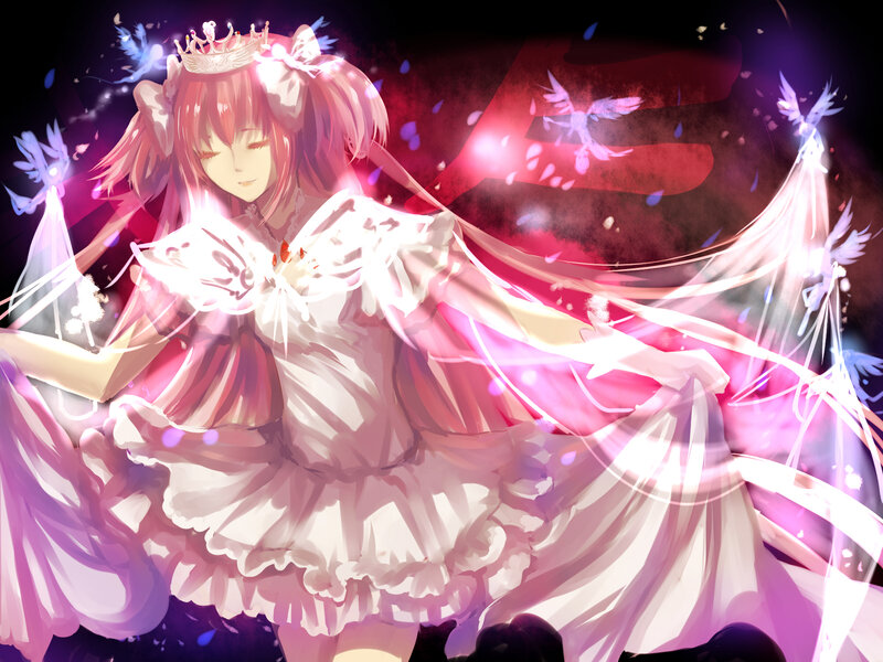 Anime Girl in White Dress — Dramatic, Night, Digital Art, Crown