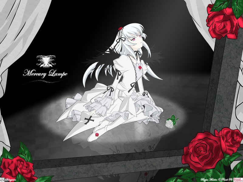 Anime Girl in White Dress — Dramatic, Night, Digital Art