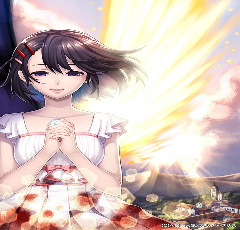 Anime Girl in White Dress — Dramatic, Sunset