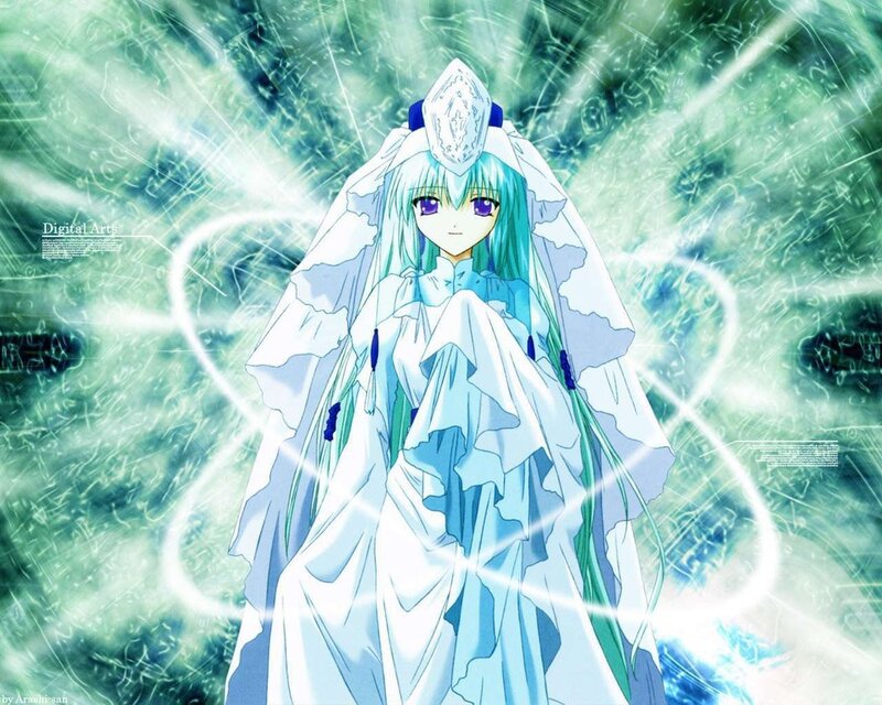 Anime Girl in White Dress — Dramatic, Veil