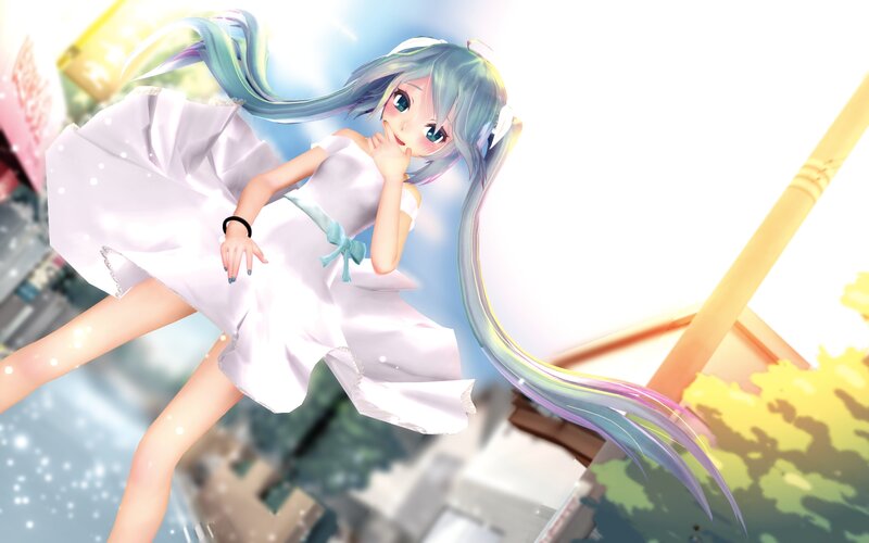 Anime Girl in White Dress — Dreamy, Afternoon