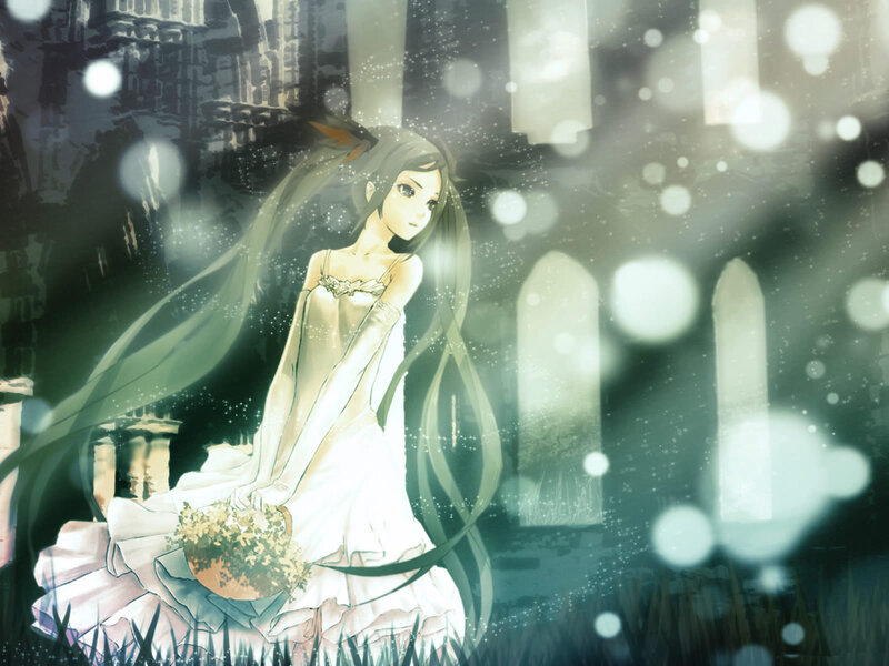 Anime Girl in White Dress — Dreamy, Night