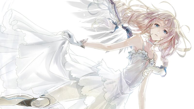 Anime Girl in White Dress — Dynamic, Digital Art
