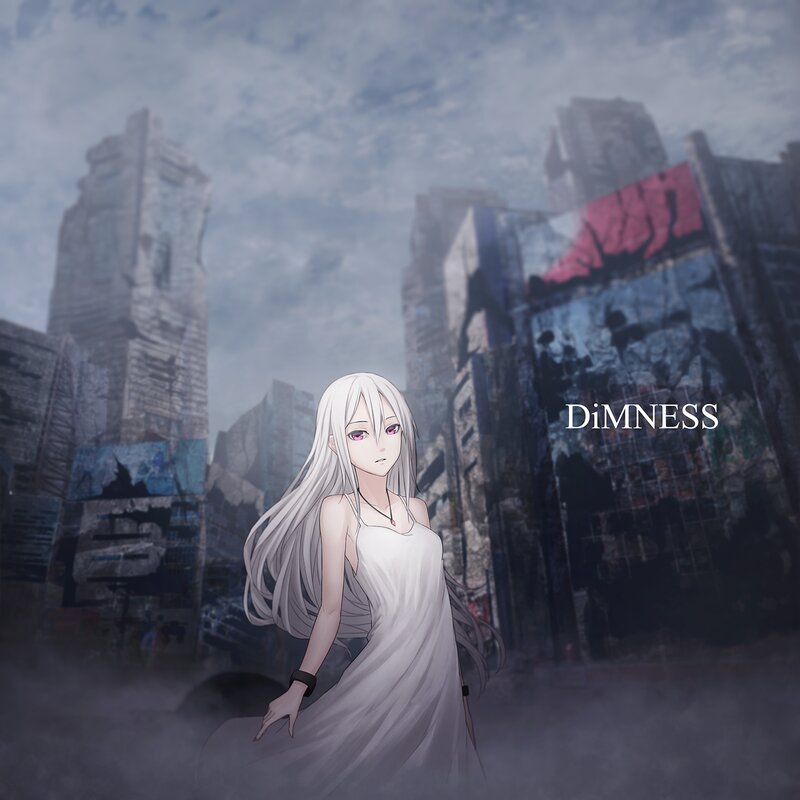 Anime Girl in White Dress — Gray, Dramatic