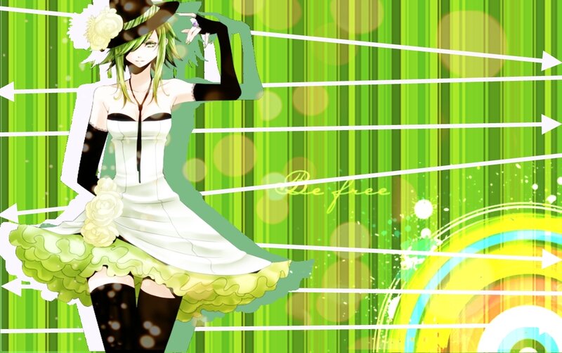 Anime Girl in White Dress — Green, Vibrant