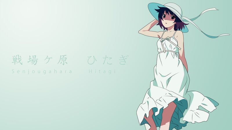 Anime Girl in White Dress — Light Green, Calm