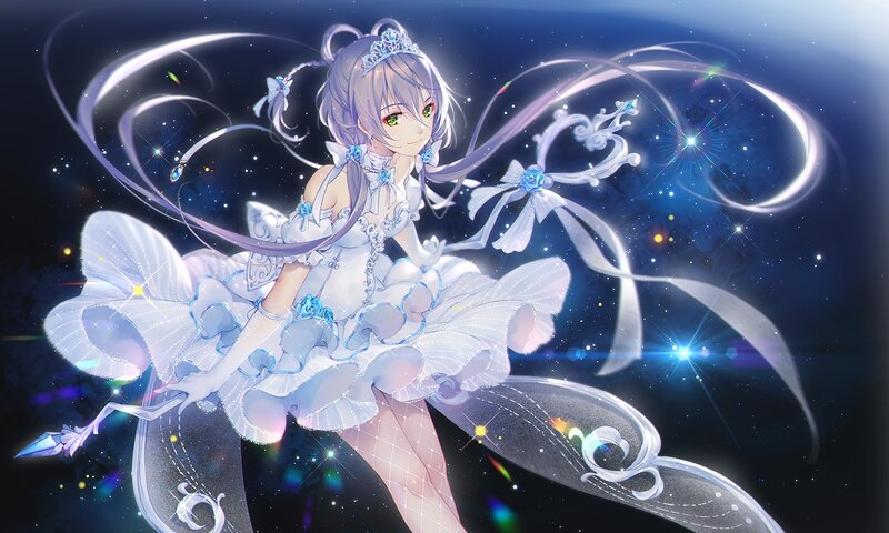 Anime Girl in White Dress — Magical, Night