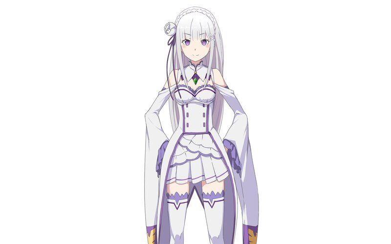 Anime Girl in White Dress — Neutral, Long Hair