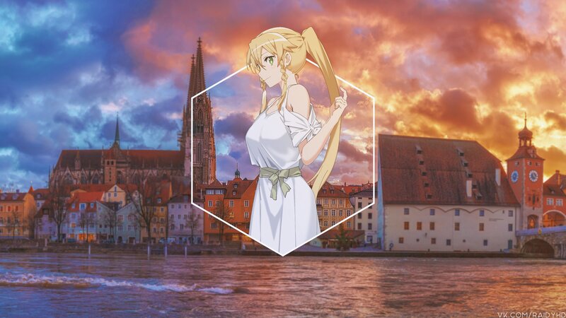 Anime Girl in White Dress — Orange, Dramatic