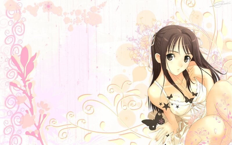 Anime Girl in White Dress — Pink, Dreamy