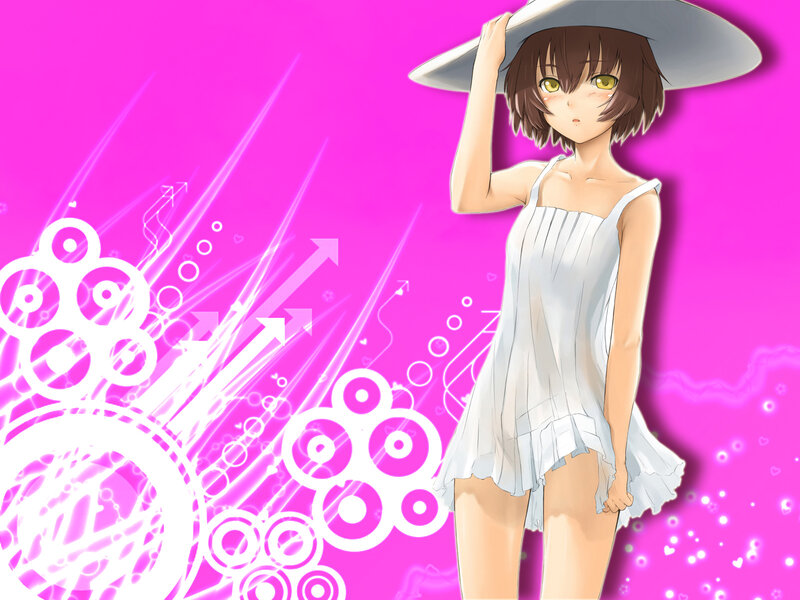 Anime Girl in White Dress — Pink, Playful