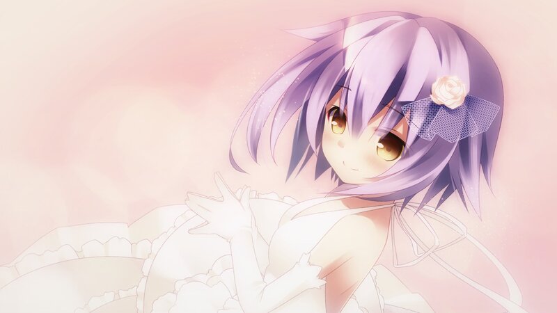 Anime Girl in White Dress — Pink, Serene, Purple Hair