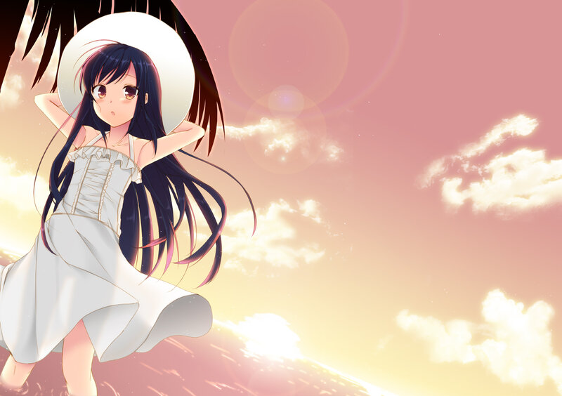 Anime Girl in White Dress — Pink, Serene
