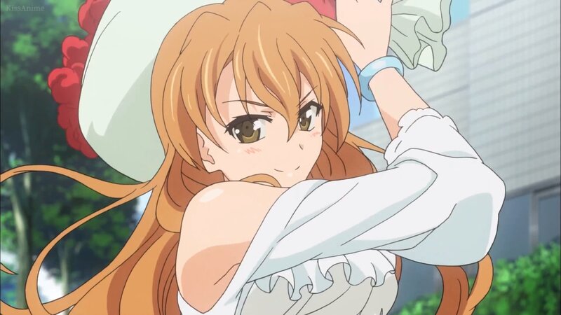 Anime Girl in White Dress — Playful, Afternoon, Hat