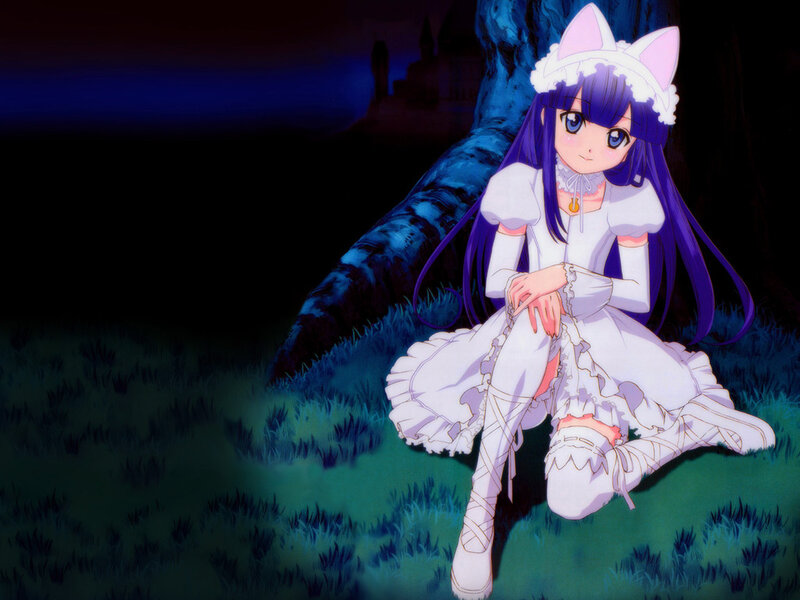 Anime Girl in White Dress — Purple, Calm