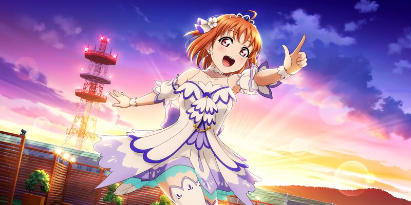 Anime Girl in White Dress — Purple, Dramatic, Sunrise