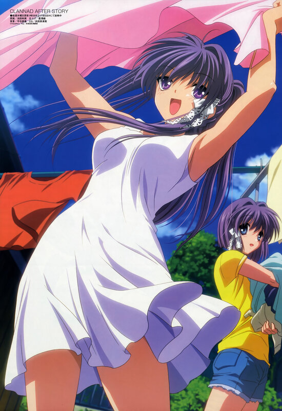 Anime Girl in White Dress — Purple, Playful