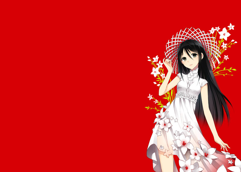 Anime Girl in White Dress — Red, Calm