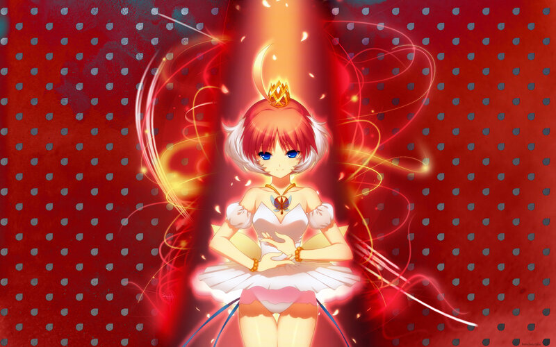Anime Girl in White Dress — Red, Dramatic, Digital Art, Crown