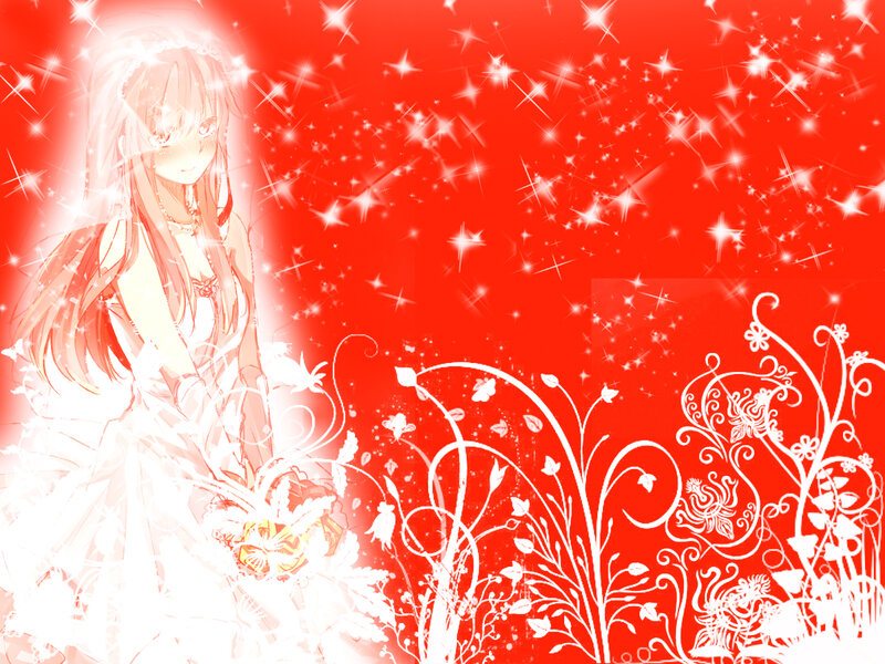 Anime Girl in White Dress — Red, Dreamy