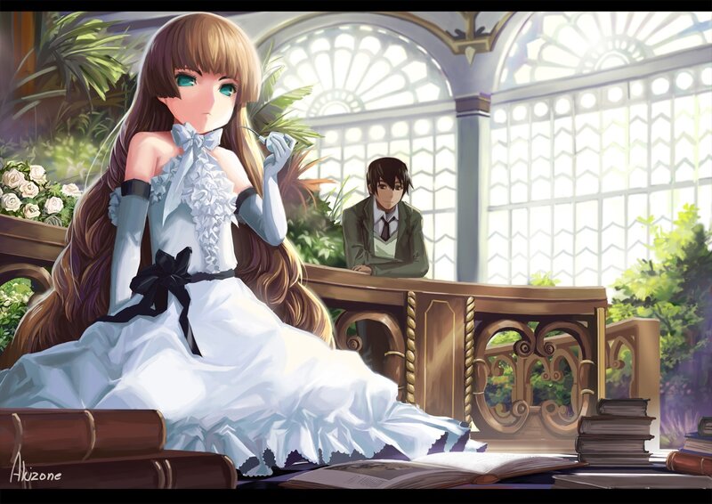 Anime Girl in White Dress — Serene, Afternoon, Digital Art, Boy, Book, Window