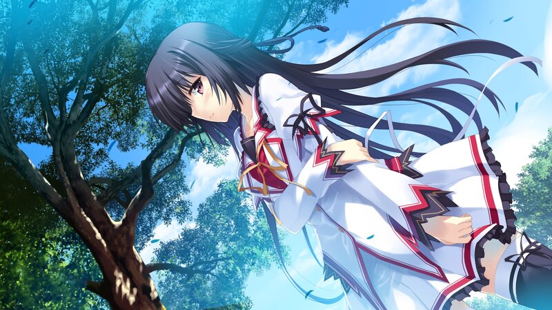 Anime Girl in White Dress — Serene, Afternoon, Tree