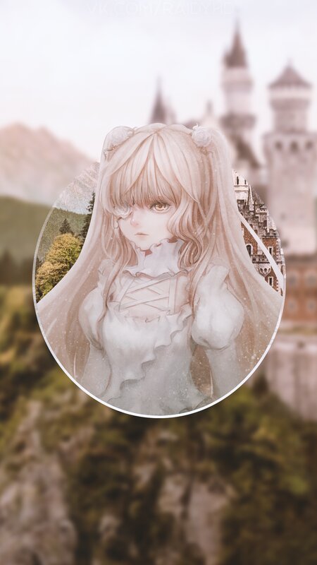 Anime Girl in White Dress — Serene, Digital Art, Castle