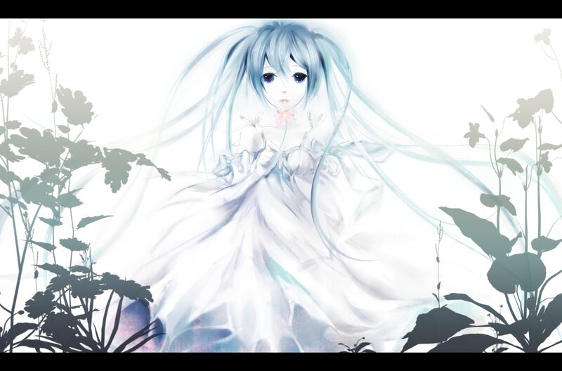 Anime Girl in White Dress — Serene, Digital Art