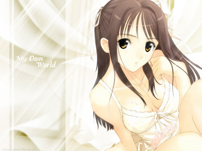Anime Girl in White Dress — Serene, Hair, Eyes