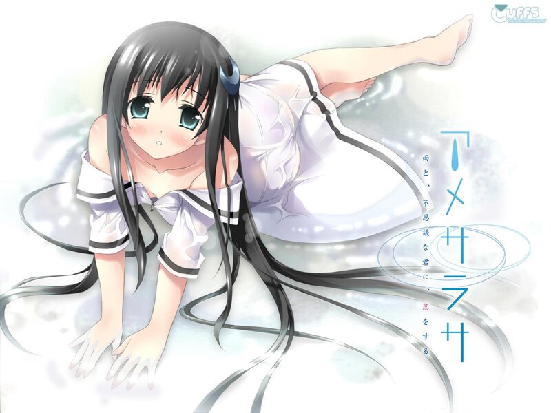 Anime Girl in White Dress — Serene, Long Hair, Blue Eyes, School Uniform