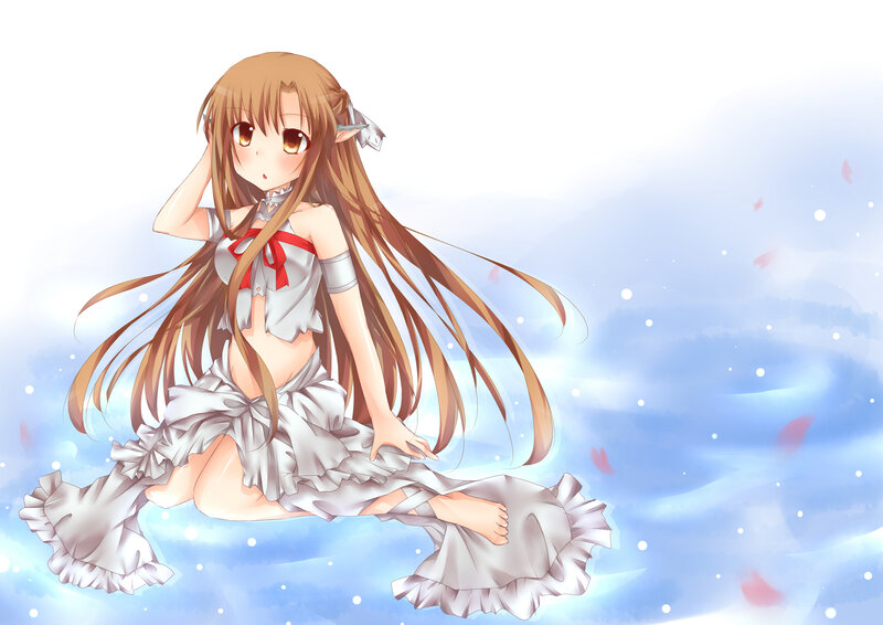 Anime Girl in White Dress — Serene, Long Hair, White Dress