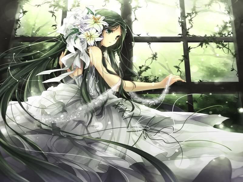 Anime Girl in White Dress — Serene, Morning