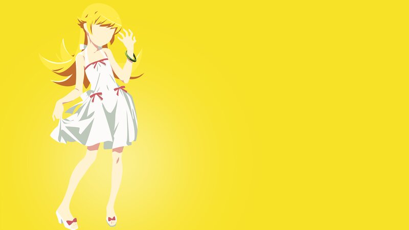 Anime Girl in White Dress — Yellow, Bright
