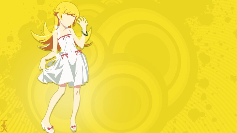 Anime Girl in White Dress — Yellow, Cheerful