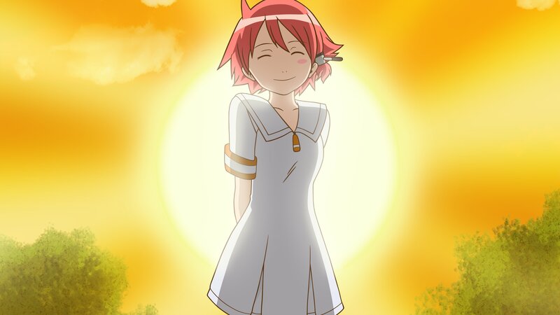 Anime Girl in White Dress — Yellow, Serene