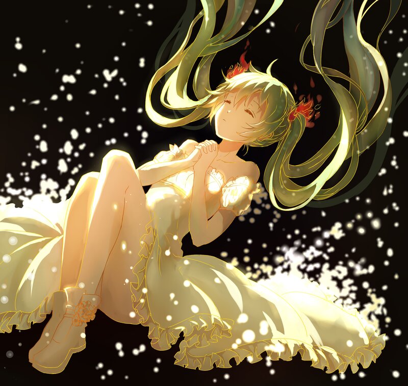Anime Girl in White Dress — Yellow
