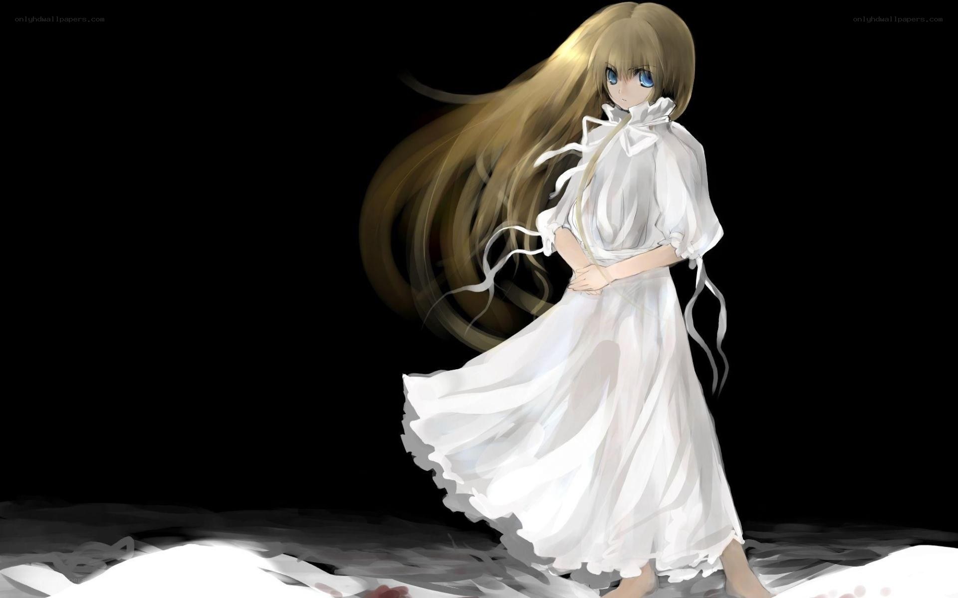Anime girl in white dress