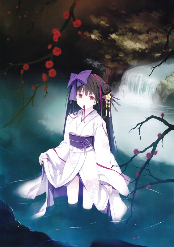 Anime girl in white kimono