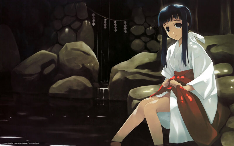 Anime girl in white kimono