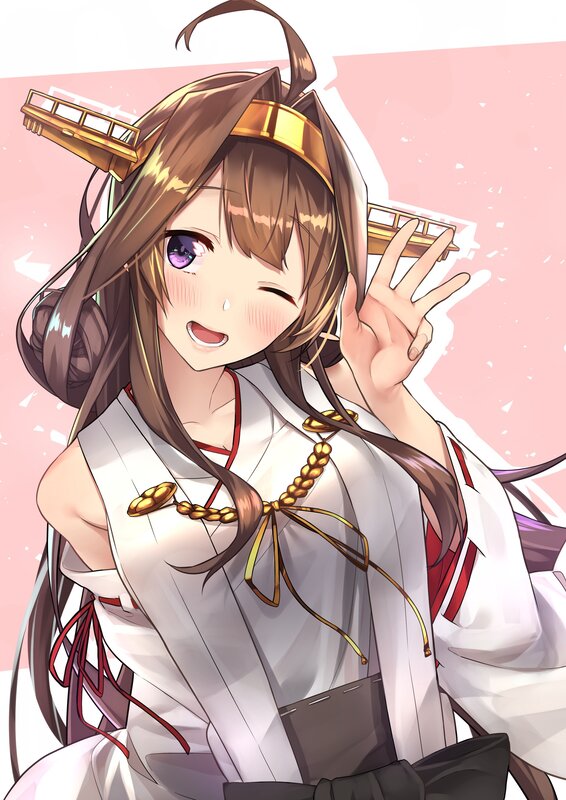 Anime Girl in White Kimono — Cheerful