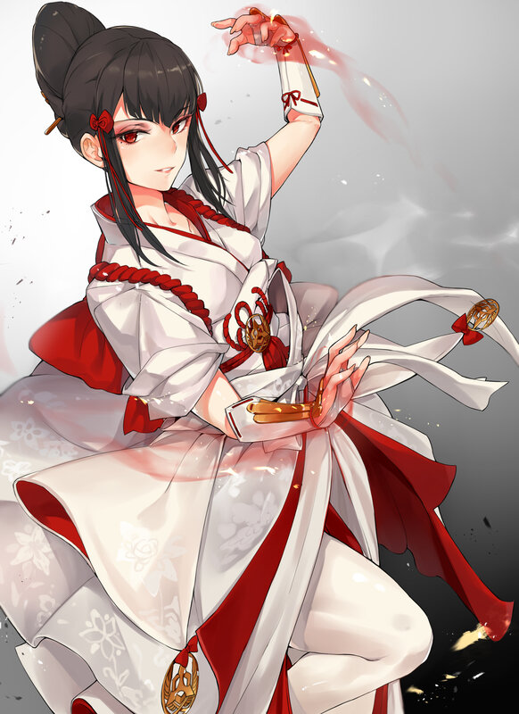 Anime Girl in White Kimono — Dramatic