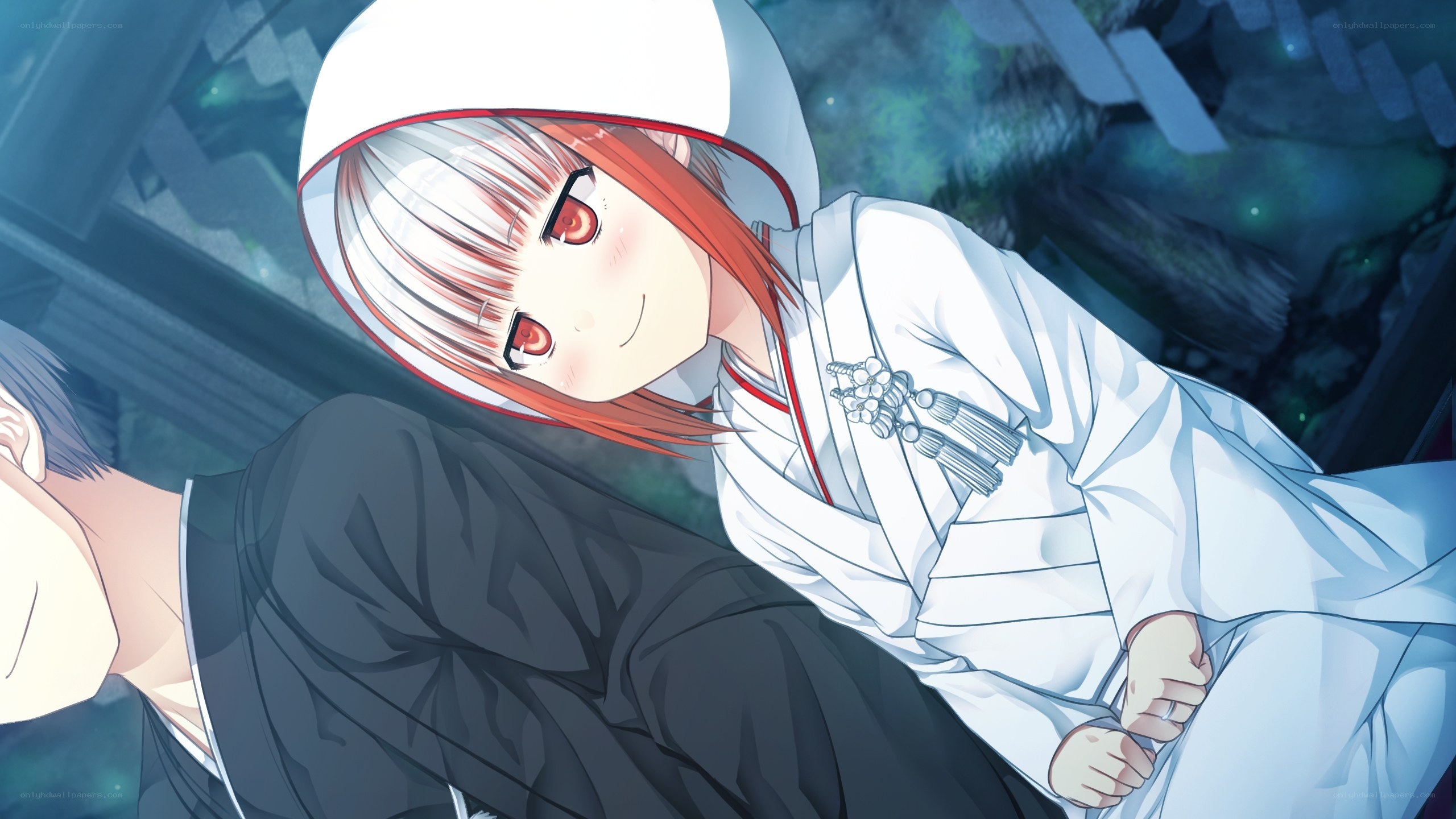 anime girl in white kimono