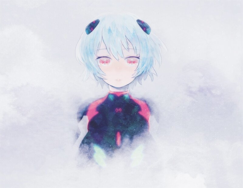 Anime Girl in White Mist — Blue