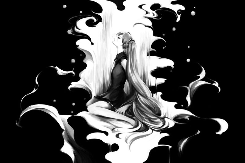 anime girl in white mist