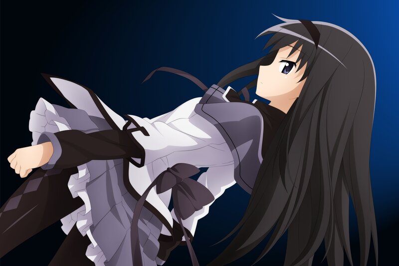 Anime Girl in White Outfit — Black