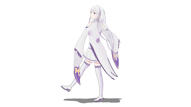 Anime Girl in White Outfit — Calm, Digital Art
