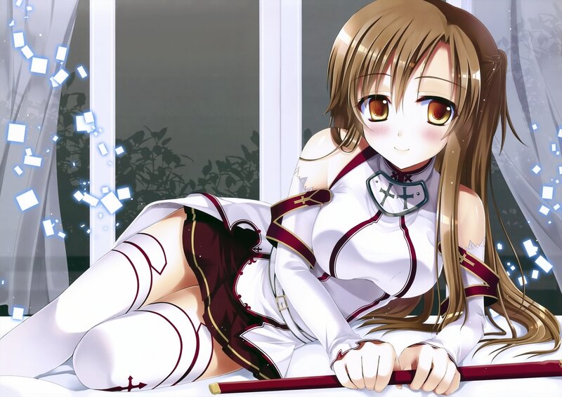 Anime Girl in White Outfit — Calm, Night, Sword, Window