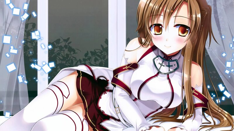 Anime Girl in White Outfit — Calm, Night, Window